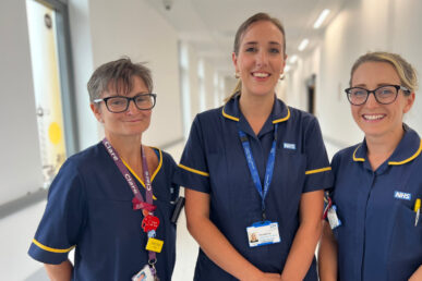 A photo of three specialist nurses in our new alcohol care team.
