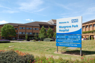 A photograph of the front of Musgrove Park Hospital in Taunton