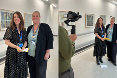 Colleagues being filmed for Our National Health Stories Live