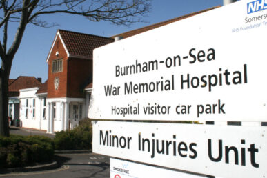 A photo of the main sign at Burnham-on-Sea Community Hospital.