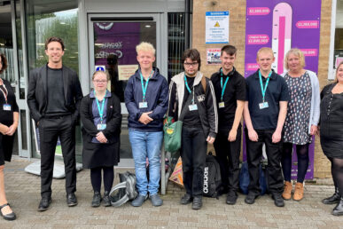 A photo of Project SEARCH interns stood outside Yeovil District Hospital.
